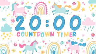 20 Minute Timer with Relaxing Music and Alarm | Magical Unicorn Timer