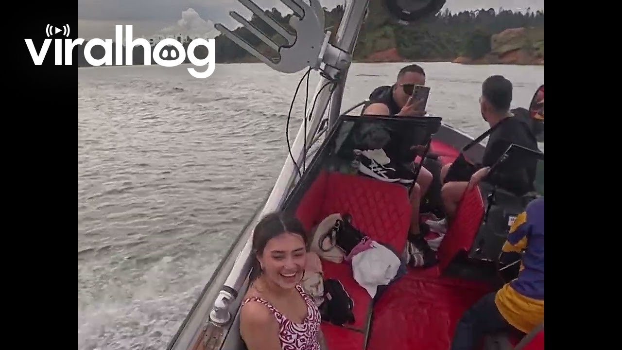 Man Loses His Phone on Bumpy Boat Ride || ViralHog