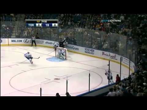 Phaneuf Huge Hit Into Bench