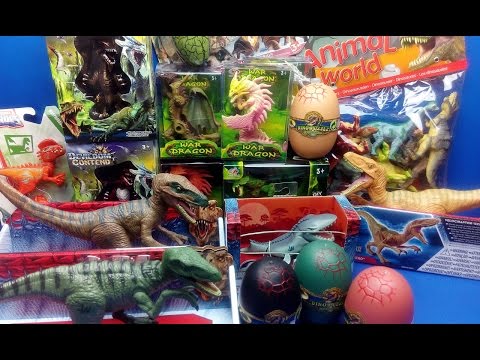 Dinosaurs JURASSIC WORLD - Dinosaur Eggs and Dragon Toys -Velociraptor Surprise Toys Kids Video