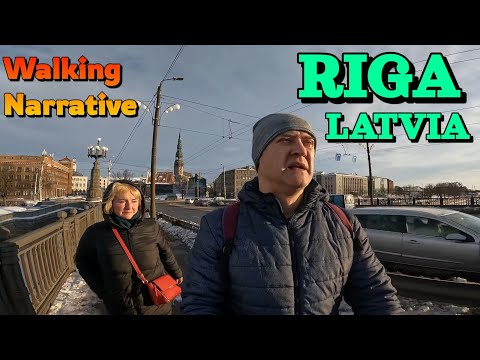 Walking in RIGA, LATVIA. Walk over the Bridge. December 29, 2021