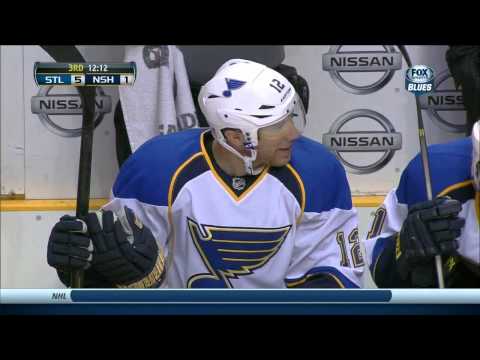 Derek Roy wrister goal 5-1 St. Louis Blues vs Nashville Predators 10/26/13 NHL Hockey