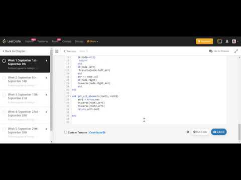 Ruby Code For Leetcode Problem All Elements In Two Binary Search Trees