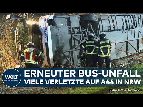 DEUTSCHLAND: Erneut schweres Busunglück auf Autobahn - Zahlreiche Verletzte in NRW