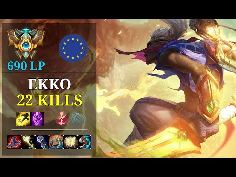 Ekko Top vs Gragas - 22 kills - Huntˇ EUW Challenger (690 LP) Patch 10.22