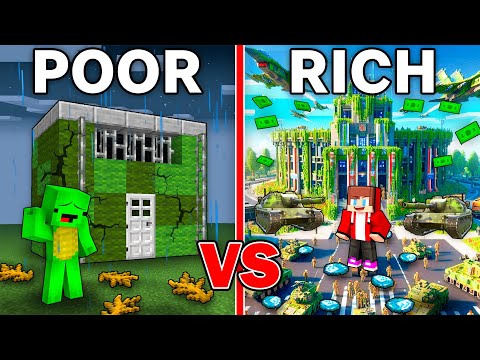 Mikey POOR contro JJ RICH: battaglia di sopravvivenza nella base militare in Minecraft (Maizen)