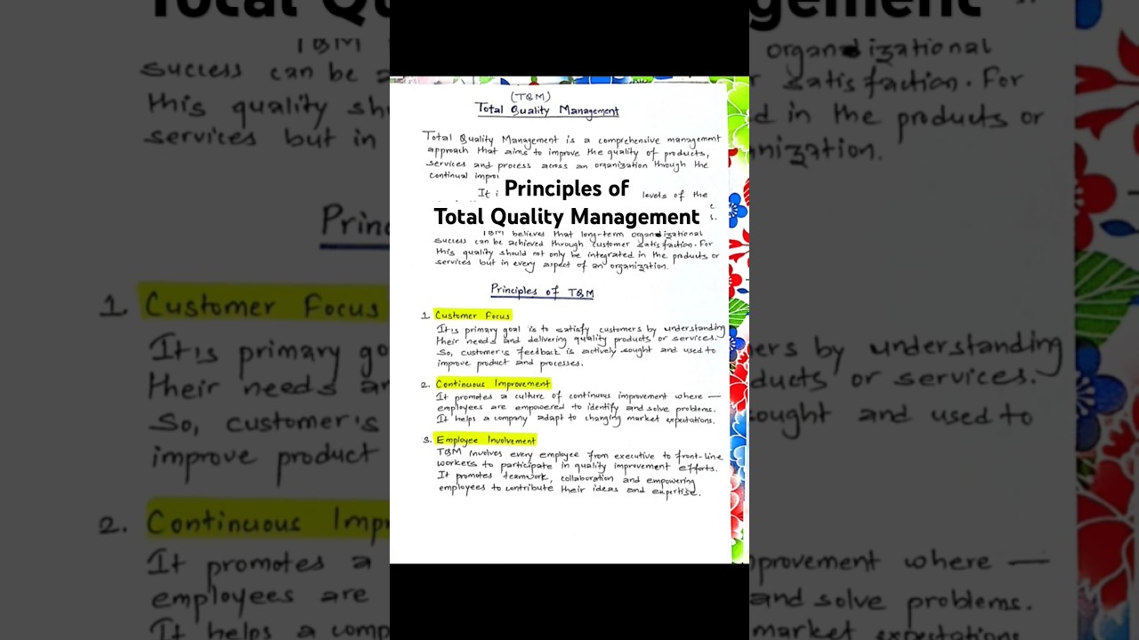 Total Quality Management, it's Principles #learn
