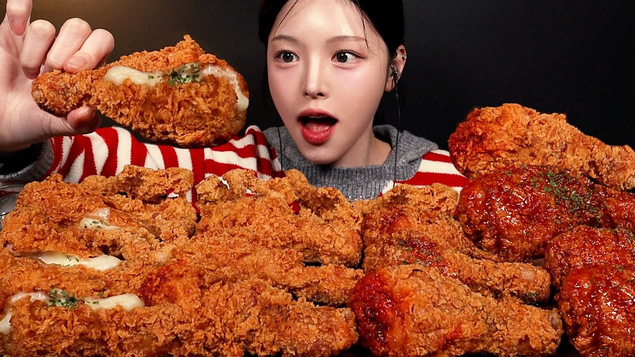 SUB)역대급 비쥬얼! 치즈가득 치킨렉 먹방🍗후라이드 양념 불닭까지 바삭끝판왕 치킨파티 Chicken Mukbang Asmr
