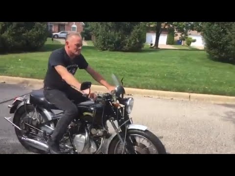 Craig Rodsmith Riding a Vincent Motorcycle