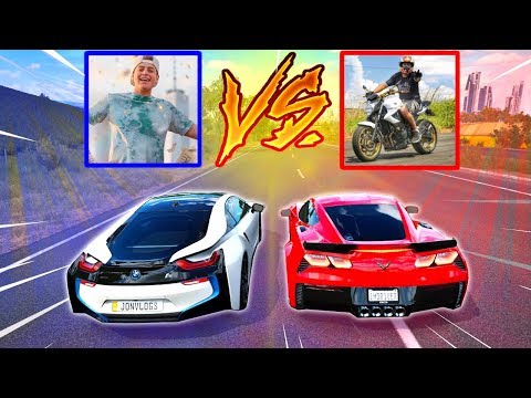 BMW I8 DO JON VLOGS VS CORVETTE DO RENATO GARCIA - FORZA HORIZON 3 - GAMEPLAY - ft. Getaway Driver