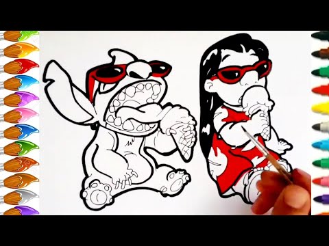 Dessin et coloriage pour enfant Stitch et Lilo/ draw and color for kids #TT87