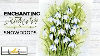How to Paint White Flowers with Watercolor! How to paint Snowdrop Flowers! Painting flowers