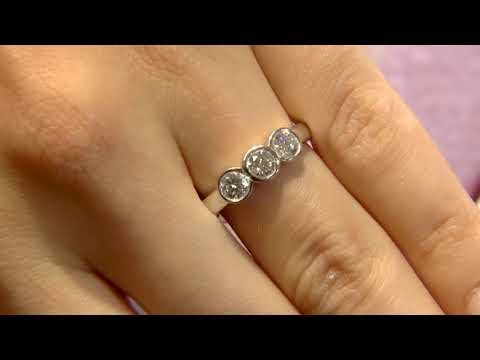 TR1005 0.75 Carat Besel Set Trilogy Diamond Engagement Ring