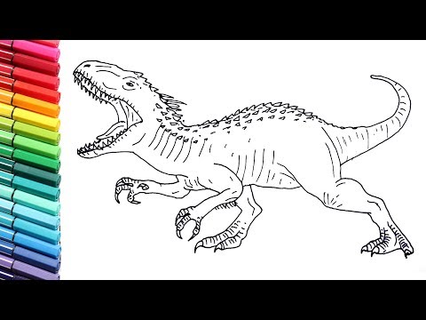 Drawing and Coloring Indominus Rex From Jurassic World - Dinosaurs Color Pages for Children