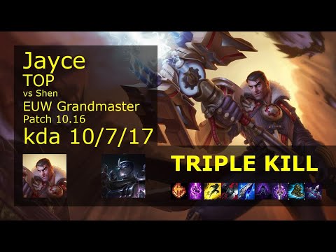 Jayce Top vs Shen - EUW Grandmaster 10/7/17 Patch 10.16 Gameplay