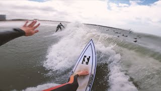 RAW POV SURF FOOTAGE - 7BFT SW STORM IN SCHEVENINGEN (SUPER CROWDED LINE UP)