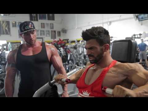 Sergi Constance Chest day workout at golds gym Venice with Justin Lovato