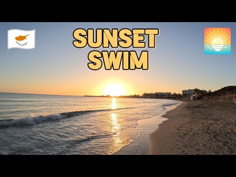 4K Sunset Beach WALK & SWIM in AYIA NAPA 🏖️🌅