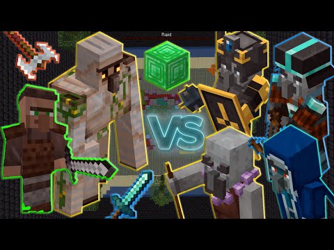 EPIC Minecraft Mob Battle - Villager and Iron Golem vs Illager Army!