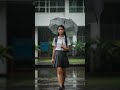 Walking In The Rain With An Umbrella On The School Yard Shorts Rain School Umbrella