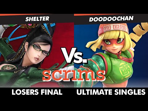 Scrims Showdown 44 Losers Finals- Shelter (Bayonetta) Vs doodoochan (Min Min, Inkling) SSBU Ultimate