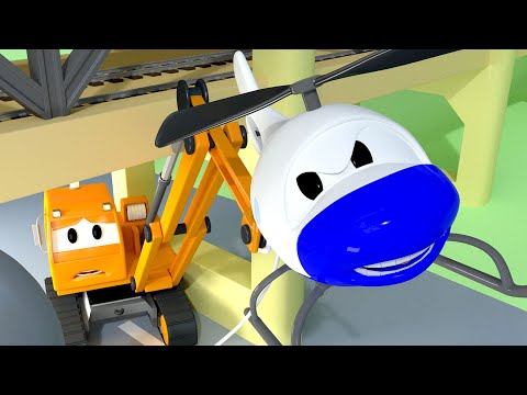 Der Streifenwagen in Autopolis -  Dane der Abrisskran steckt unter einer Brücke fest