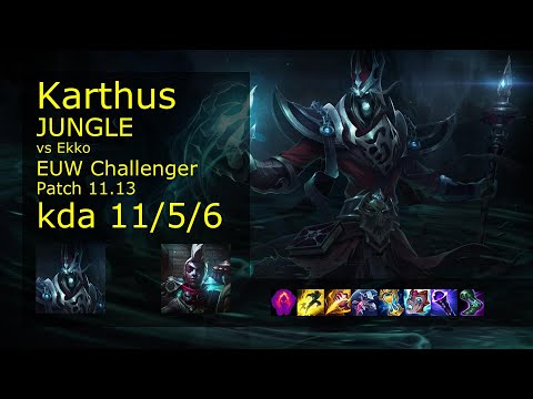 Karthus vs Ekko Jungle - EUW Challenger 11/5/6 Patch 11.13 Gameplay