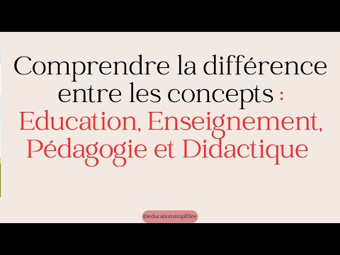 Comprendre la différence entre les concepts :Education, Enseignement, Pédagogie et Didactique