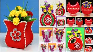 5 Beautiful Flower Vase Making at Home | How to Make Flower Vase From Cardboard | Cardboard Crafts