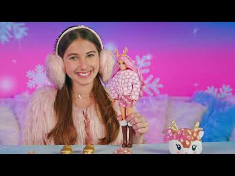 Mattel Barbės „Cutie Reveal“ minkštutėlis haskės siurprizų rinkinys, žiemos spindesio serija video