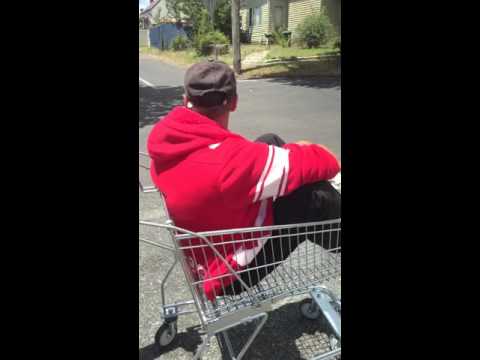 Trolley push almost miss hit a car