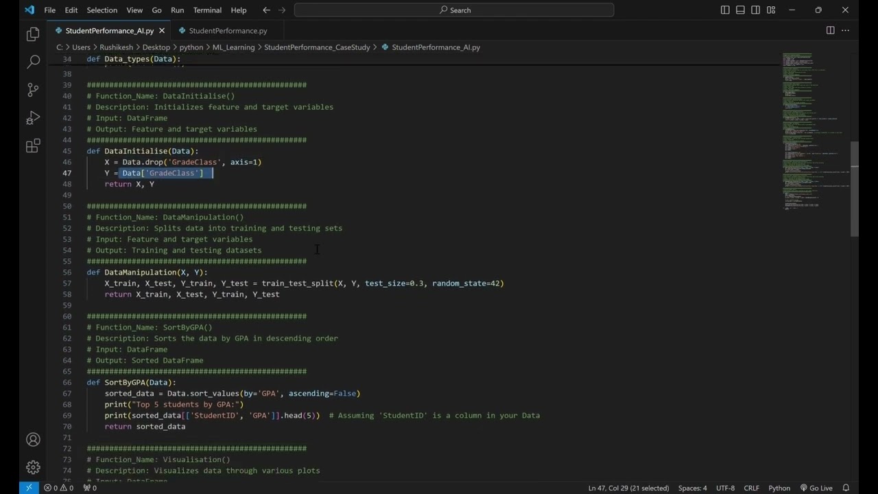 predictive analysis of student performance using ML