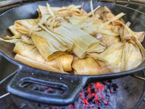 Roasted Chicken Tamales with Salsa Verde and Queso Fresco on the Kamado Joe