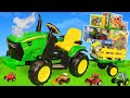 Tractor Toys: Ride on Toy Vehicles, Cars, Trains & Farm Animals Play | Surprise for Kids