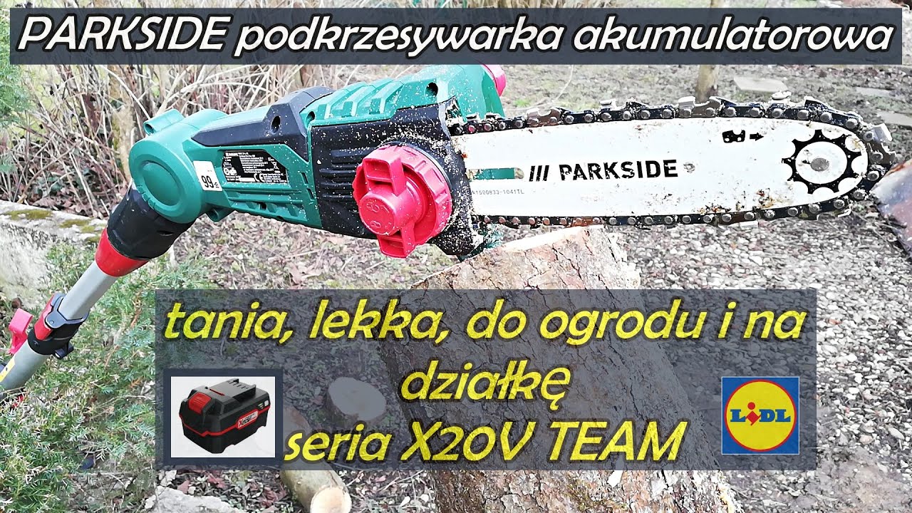 PARKSIDE Akumulatorowa podkrzesywarka 20V do ogrodu i na działkę, głowica kątowa, cięcie do 4 metrów
