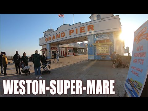 Weston-Super-Mare - Somerset - England - Beach, Seafront & Town Centre - 4K Virtual Walk