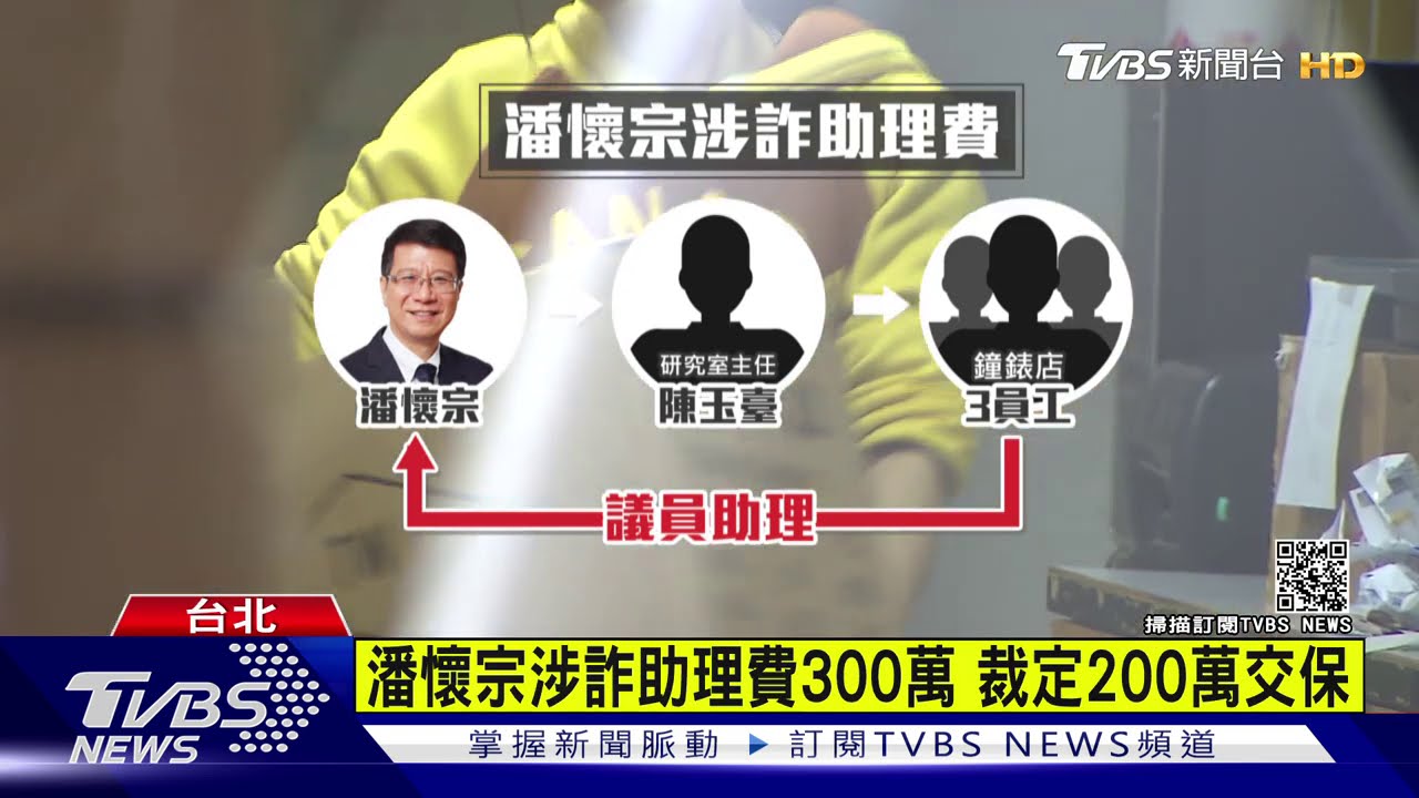 潘懷宗涉詐助理費300萬 裁定200萬交保