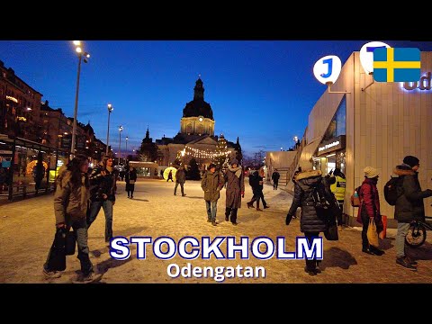 Evening Winter Walk in Odenplan, Stockholm - Sweden (4K)