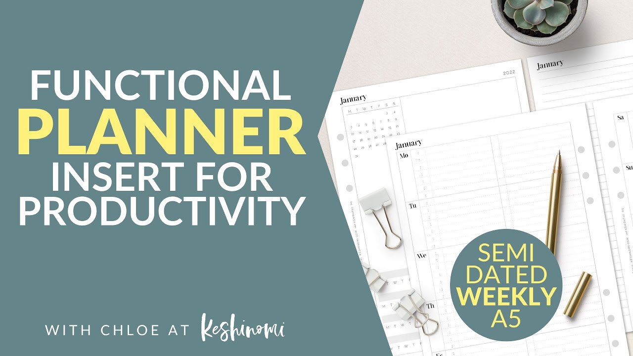 Planner Inserts for Productivity - ULTIMATE week at a glance printable by Keshinomi Designs