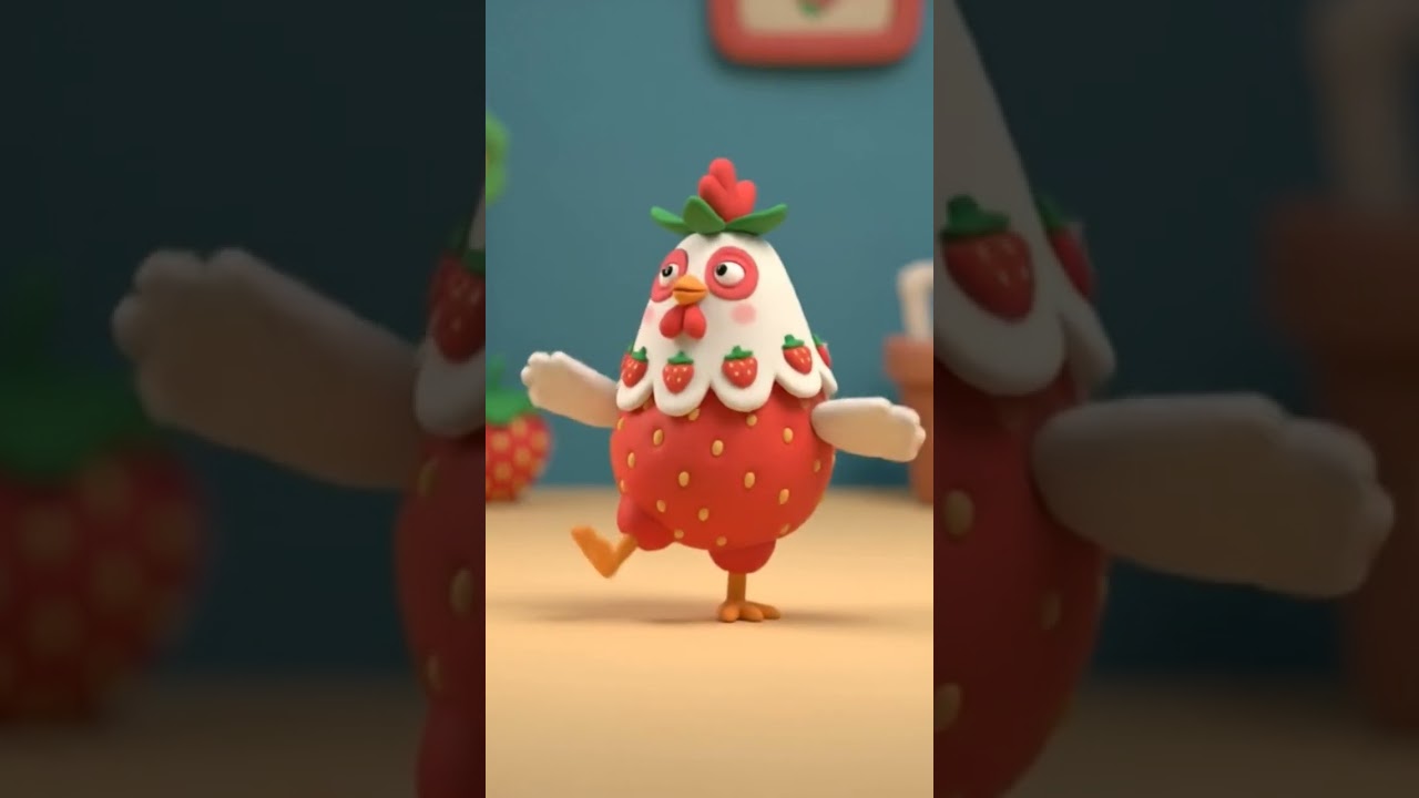 cute hybrid creature – a fluffy hen with strawberry patterns #DreamScreenAI