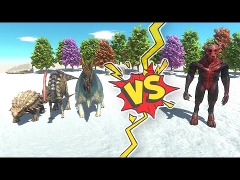 ARBS Kozarog VS Parasaurolohus & Ankylosaurus & Stegosaurus | Animal Resolt Battle Simulator