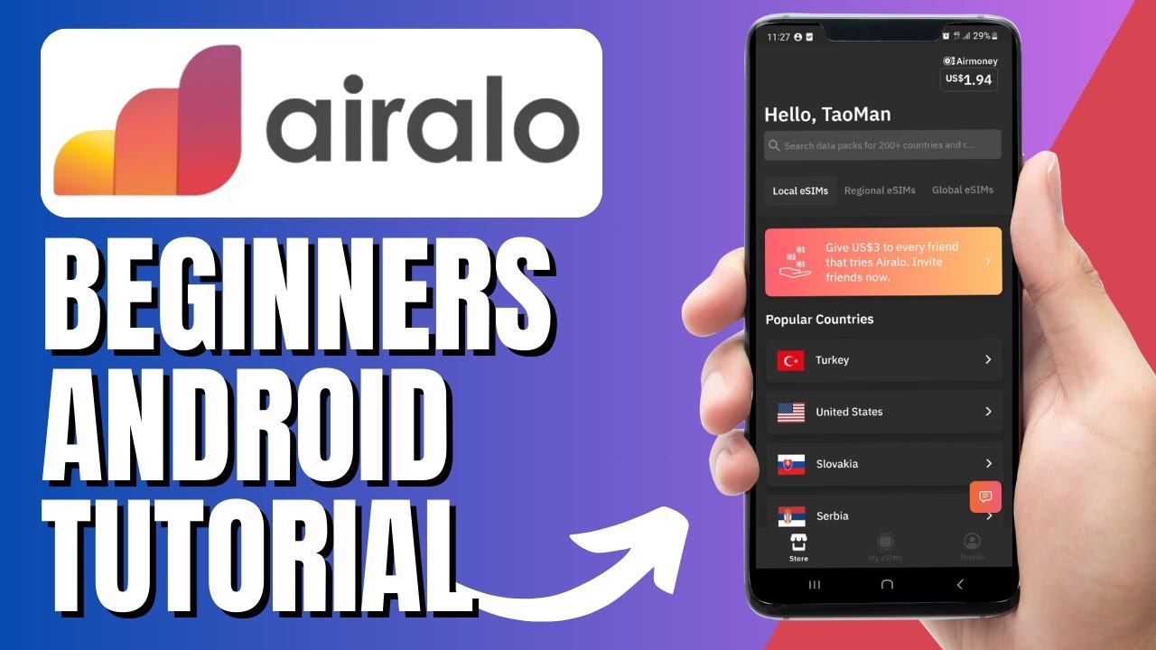 Airalo Android Tutorial For Beginners - How To Buy eSim With Airalo And Activate It With Android