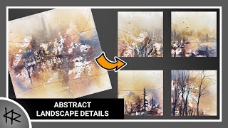 WATERCOLOR spatter painting abstract & landscape details - 269