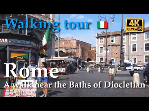 Roma, Itália [Passeio a pé] Termas de Diocleciano | R.XVI / R.XVII / R.XVIII - [9/10] - 4k
