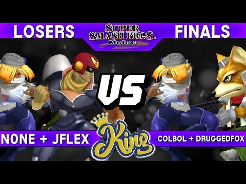 Smash Melee - n0ne + Jflex (Falcon / Sheik) vs Colbol + DruggedFox (Sheik / Fox) - King LF