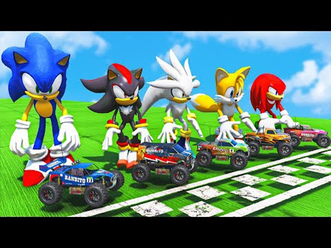 GTA V - Rc Cars RACING Challenge in the Beach w/ Sonic The Hedgehog Team #389