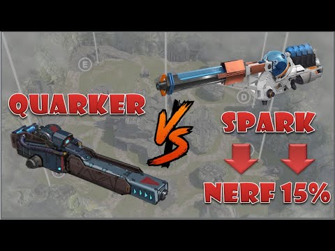 Spark (after nerf 15%) vs Quarker light weapons comparison war robots