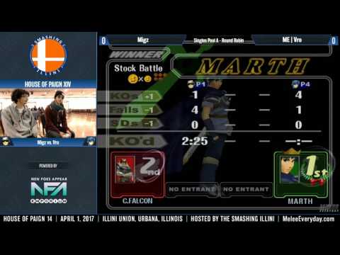 House of Paign XIV - Migz (C. Falcon) vs. ME | Vro (Marth) - SSBM - Wave A RR