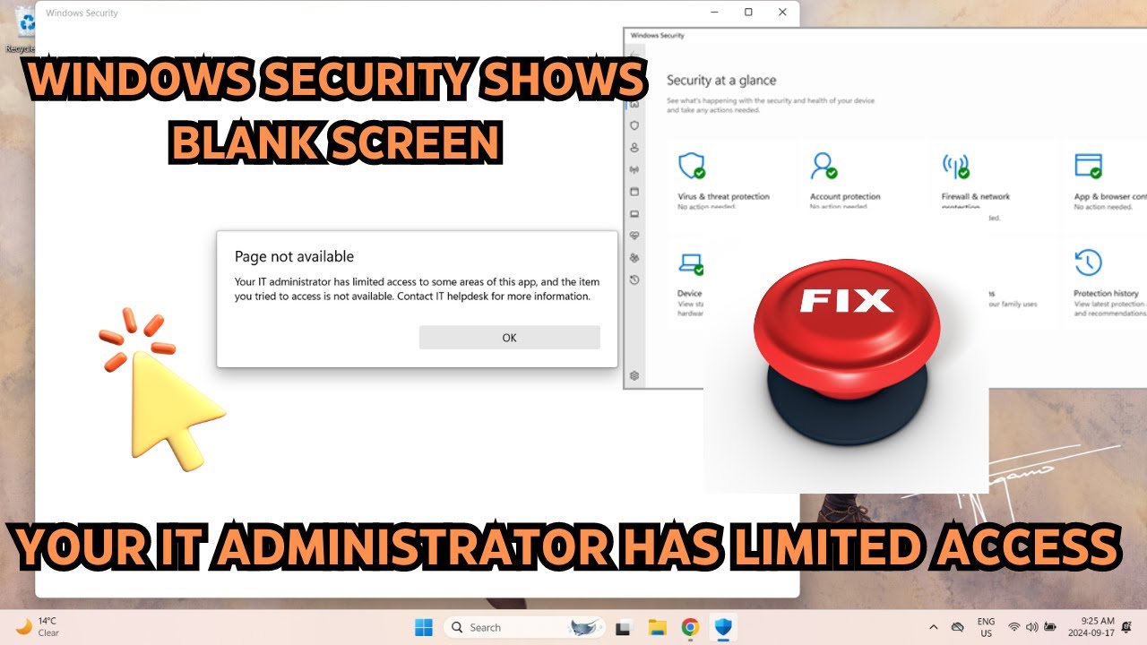 Windows Security Shows Blank Screen, IT Administrator has Limited Access - Windows Security Fix 2024