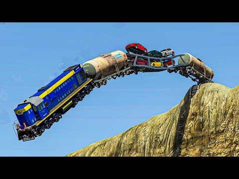 Trains vs Cliff – BeamNG.Drive